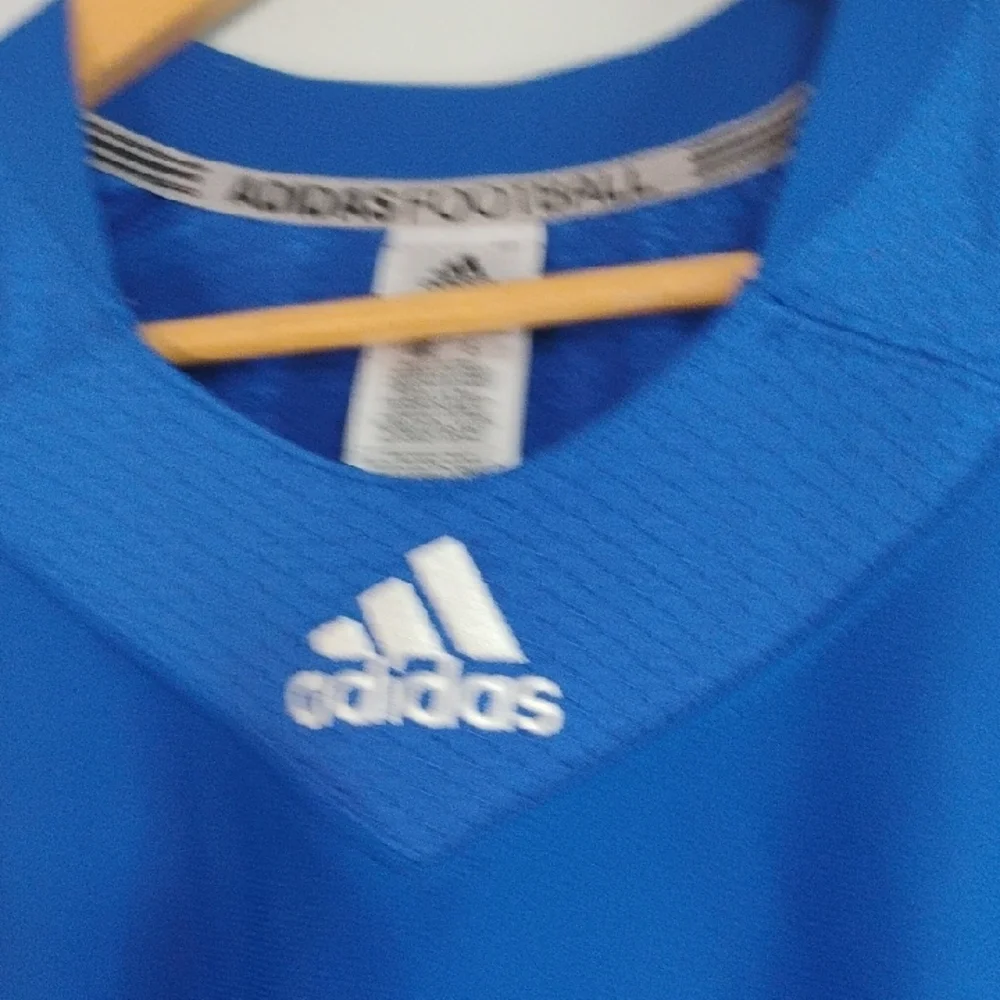Adidas Football Blue White Performance Jersey Athletic Sporty Activewear Size M